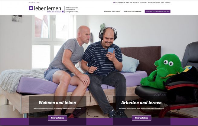 leben lernen, Portraits der Bewohner, Standorte, Arbeits-, Förder- und Beschäftigungsbereiche für die Internetseite