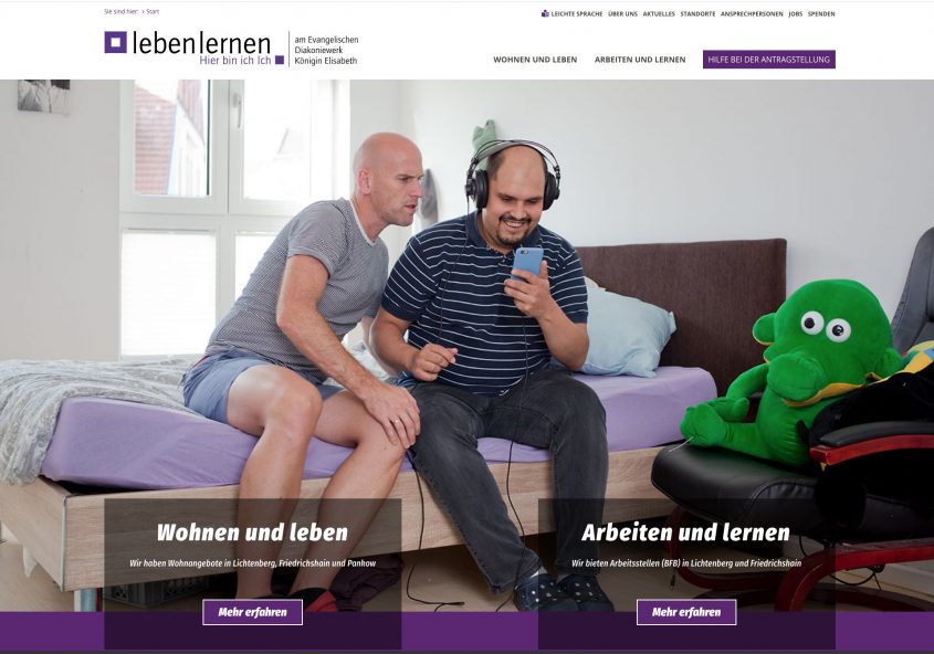 leben lernen, Portraits der Bewohner, Standorte, Arbeits-, Förder- und Beschäftigungsbereiche für die Internetseite